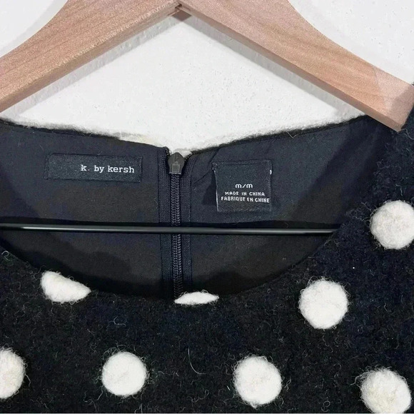 NWT K by Kersh Black and White Polka Dot Wool Blend Top - Picture 4 of 5